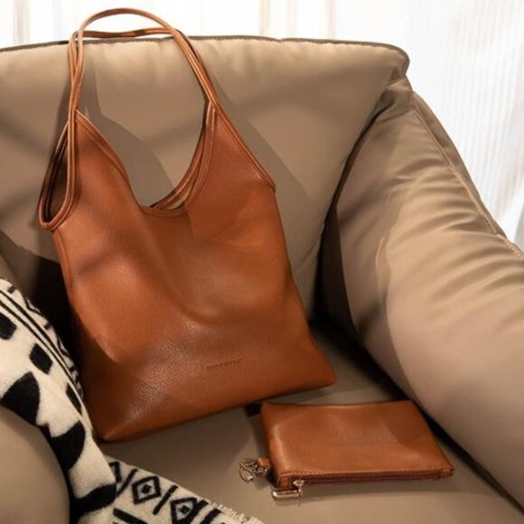 Slouchy Hobo Bags for Women Orange Brown - Picture 2 of 6